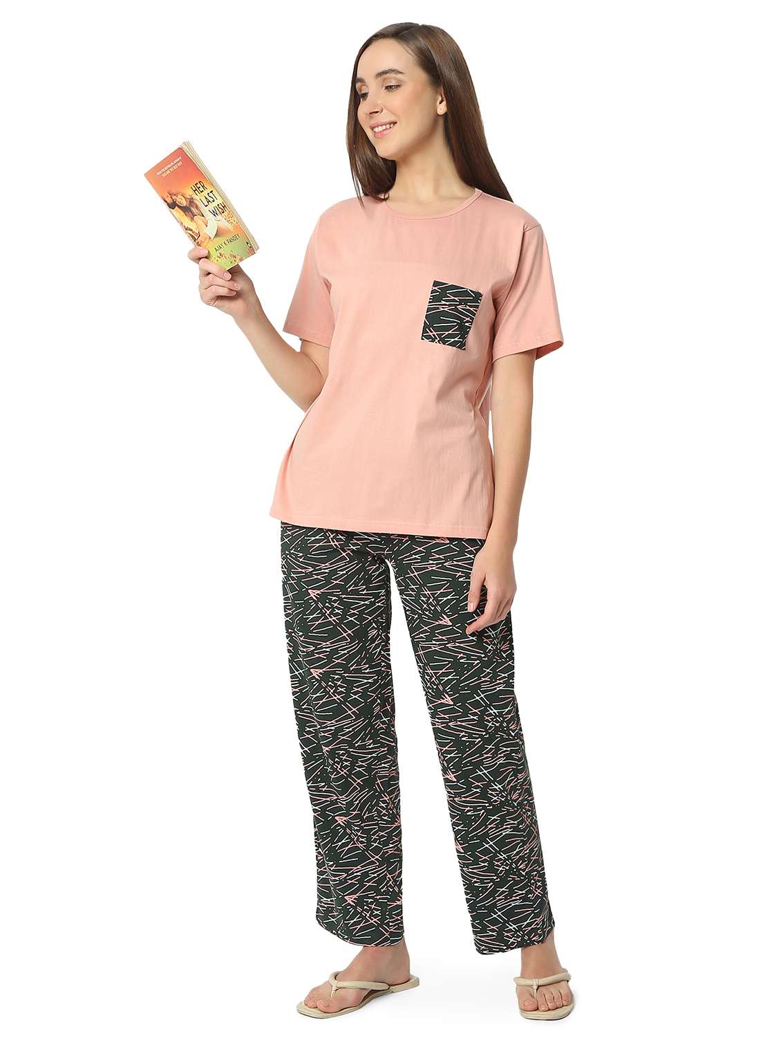 women printed nightwear pyjama set
