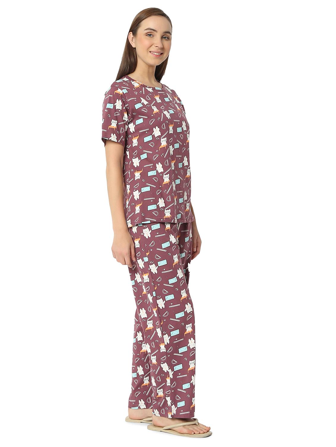 women printed nightwear pyjama set - 21905136 - Standard Image - 2