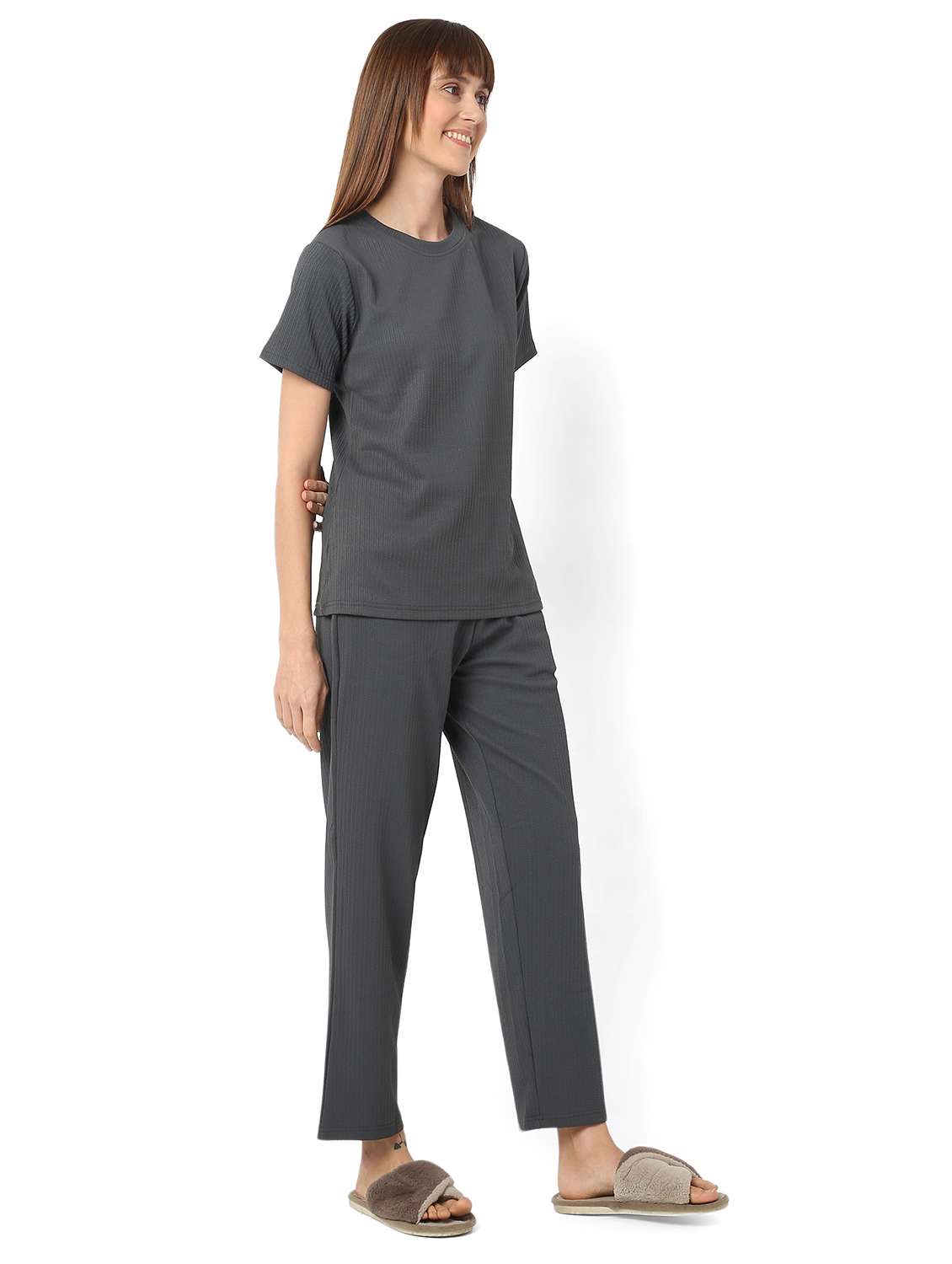 women solid nightwear pyjama set - 21905139 - Standard Image - 2