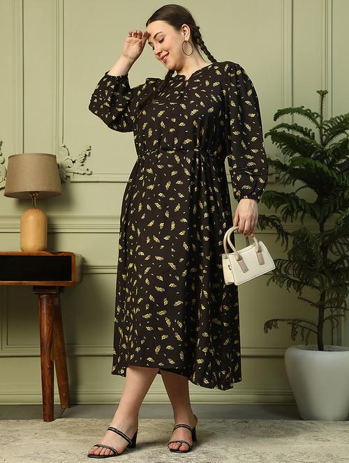 women plus size floral print fit & flare dress - 21905150 - Standard Image - 0