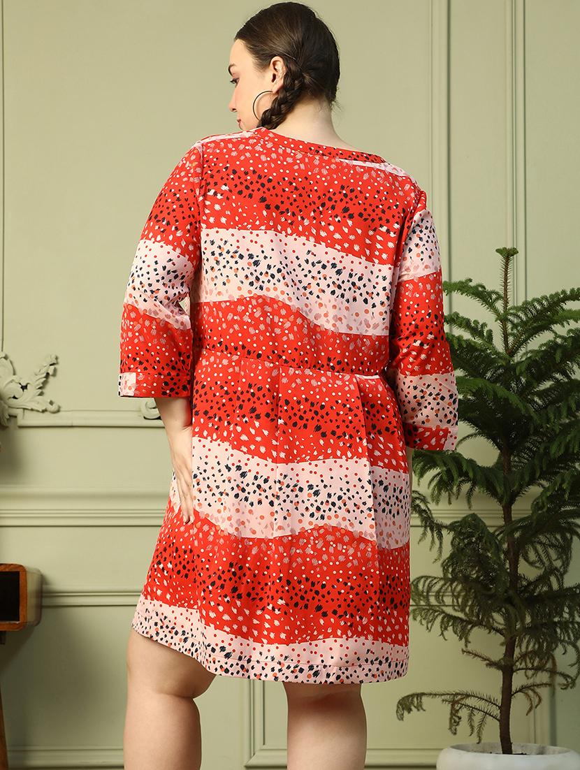 women plus size printed three quarter sleeves dress - 21905154 - Standard Image - 2