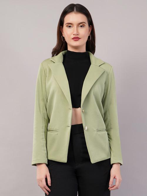 women solid long sleeves single breasted blazer - 21905160 -  Standard Image - 0