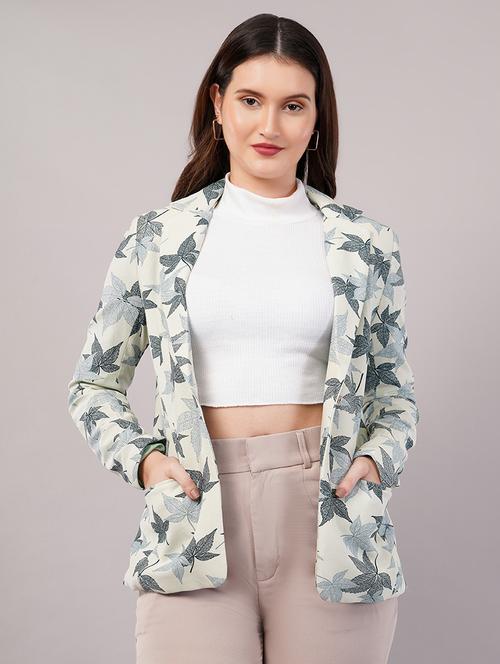 women printed long sleeves single breasted blazer - 21905161 -  Standard Image - 0
