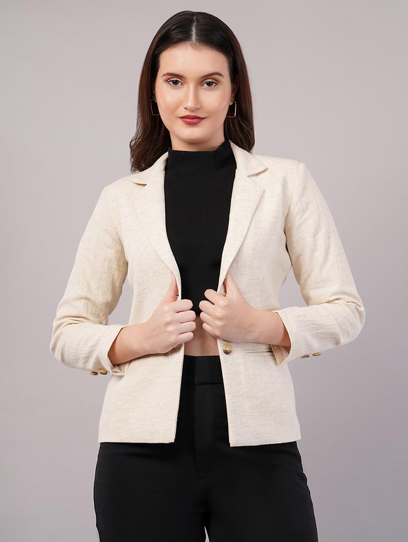 women solid long sleeves single breasted blazer - 21905163 - Zoom Image - 0