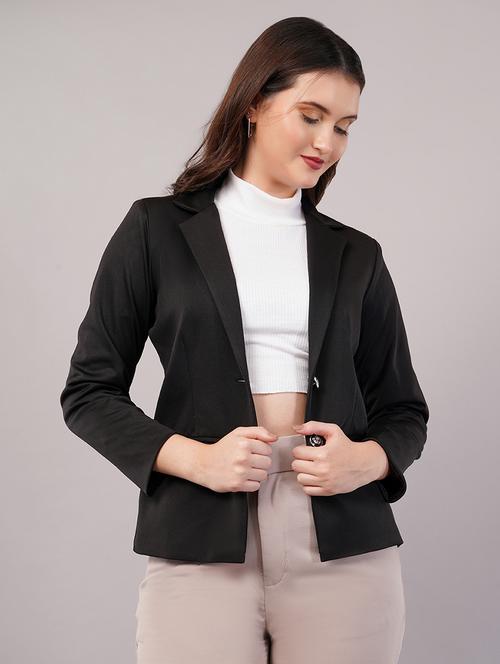 women solid long sleeves single breasted blazer - 21905169 -  Standard Image - 0