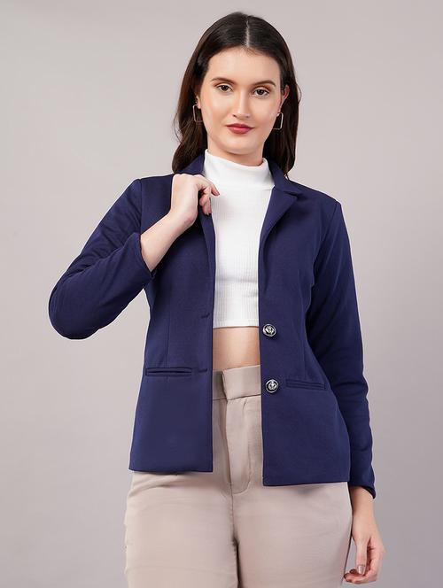 women solid long sleeves single breasted blazer - 21905170 - Standard Image - 0