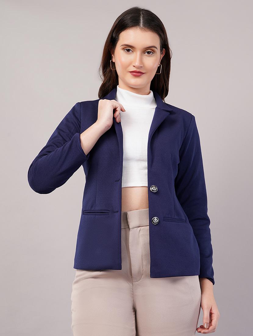 women solid long sleeves single breasted blazer - 21905170 - Zoom Image - 0