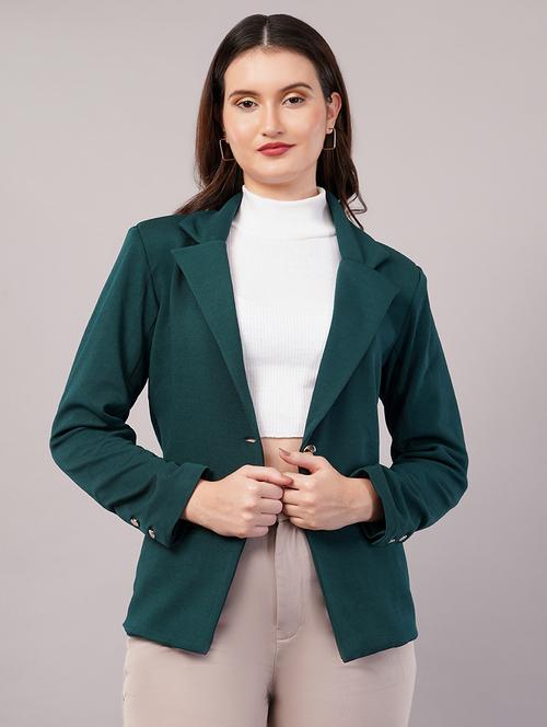 women solid long sleeves single breasted blazer - 21905171 - Standard Image - 0