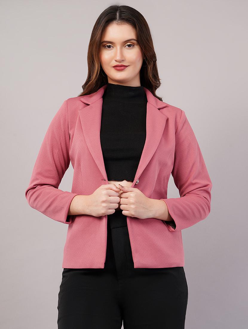 women solid long sleeves single breasted blazer - 21905182 - Zoom Image - 0