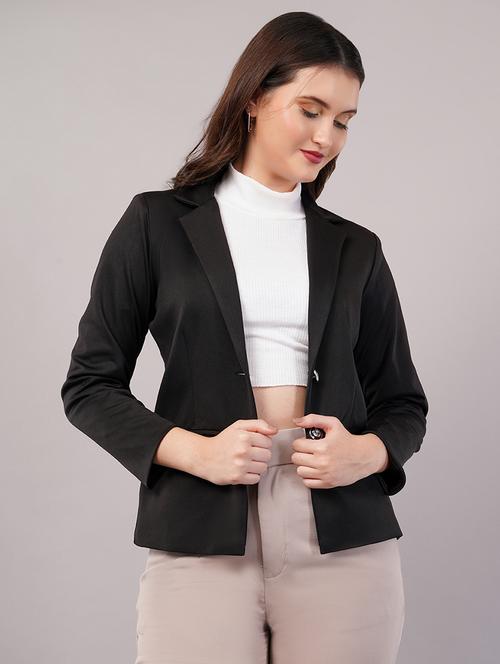 women solid long sleeves single breasted blazer - 21905184 -  Standard Image - 0