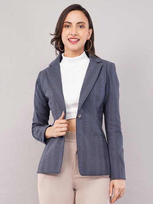 women self designed long sleeves single breasted blazer - 21905187 - Standard Image - 0