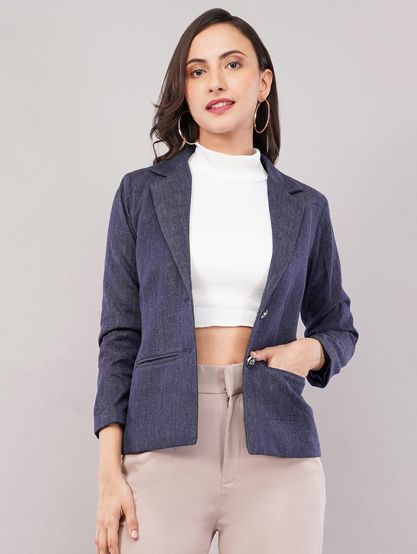 women solid long sleeves single breasted blazer - 21905189 - Zoom Image - 0