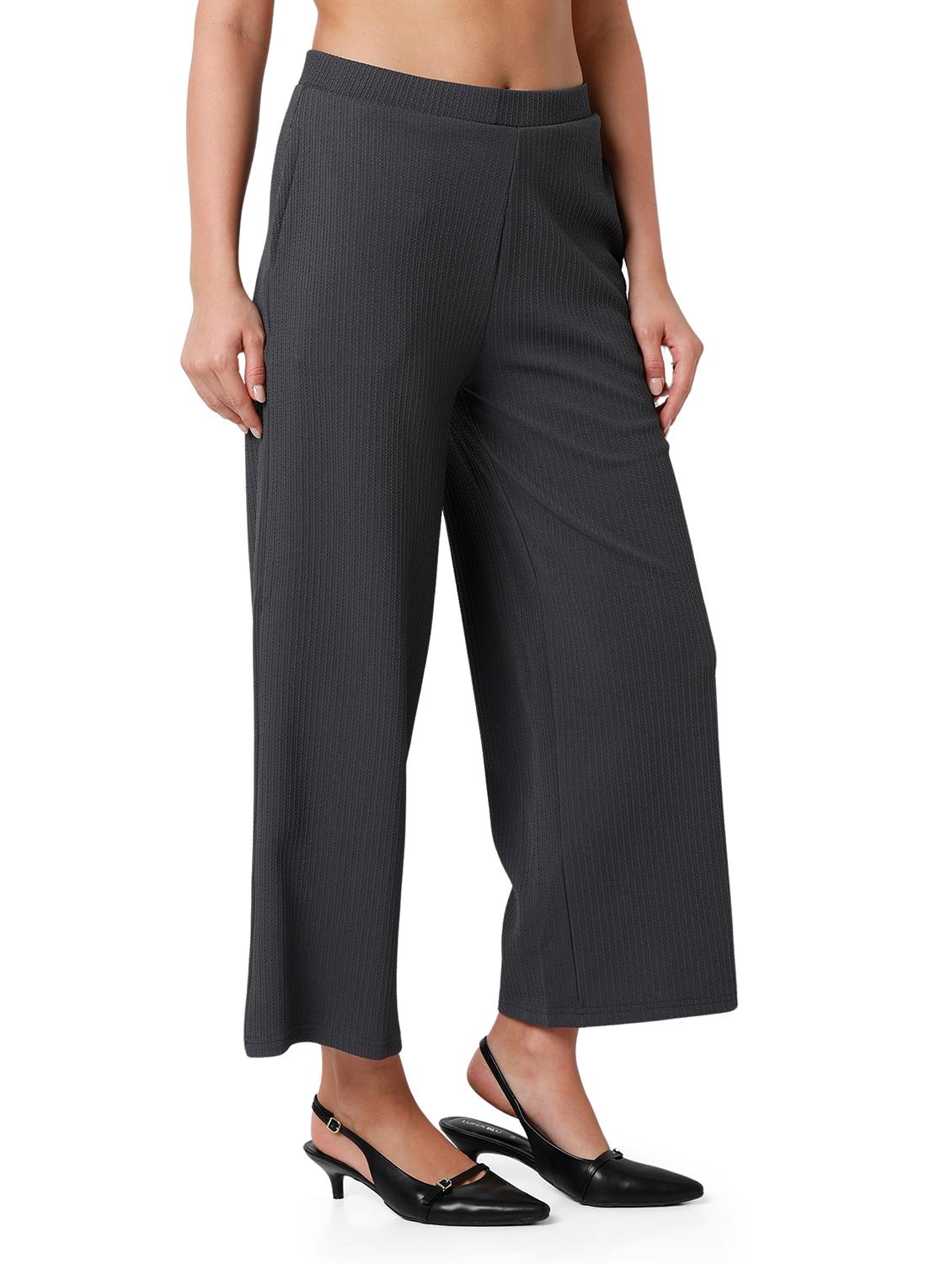 women solid mid rise wide leg trouser - 21905201 - Standard Image - 2