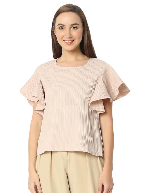 women solid flute sleeves regular top - 21905203 - Standard Image - 0