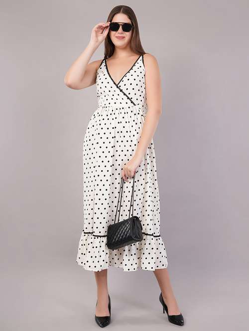women polka doted shoulder strap tiered dress - 21905214 -  Standard Image - 0