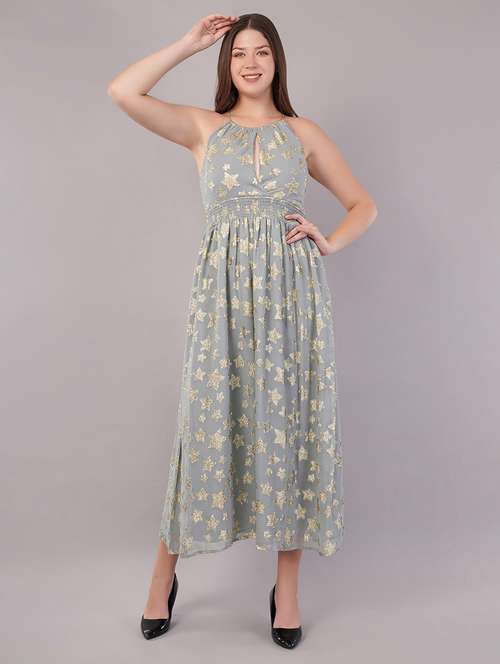 women self desinged halter neck a-line dress - 21905215 - Standard Image - 0