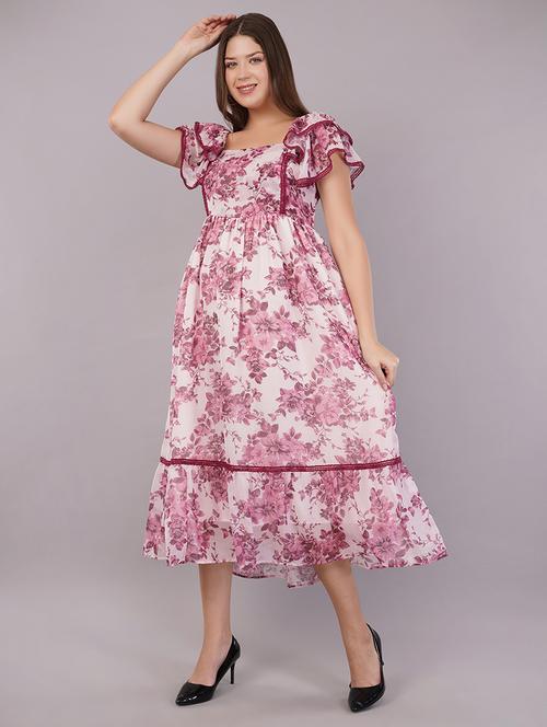 women floral print ruffle sleeves tiered dress - 21905228 -  Standard Image - 0