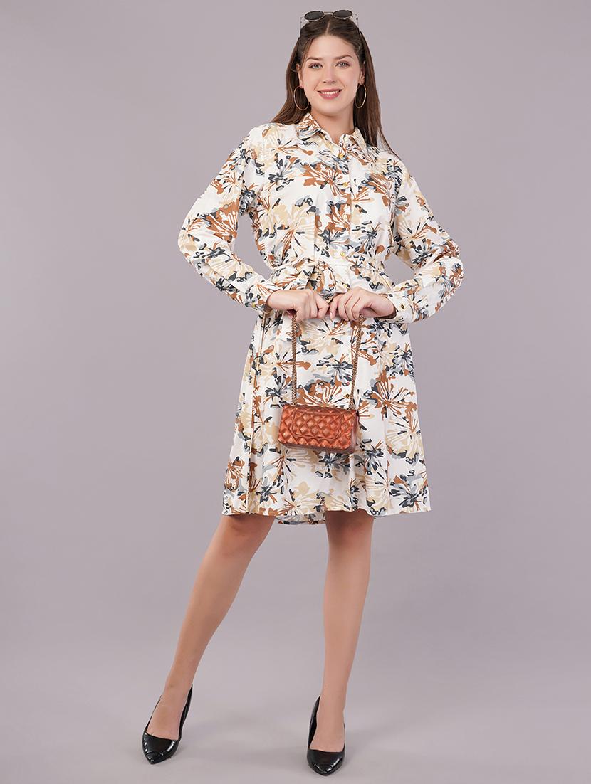 women printed long sleeves a-line dress - 21905230 -  Zoom Image - 0