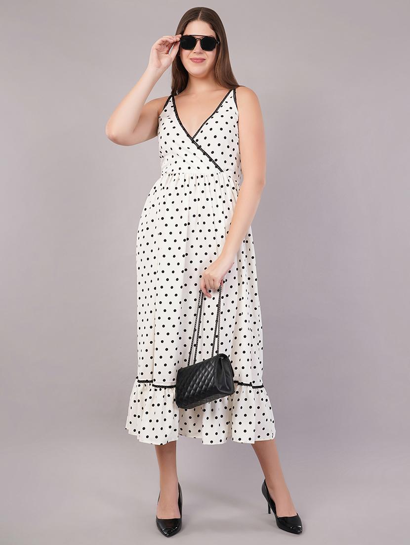 women polka doted sleeveless tiered dress - 21905231 - Zoom Image - 0