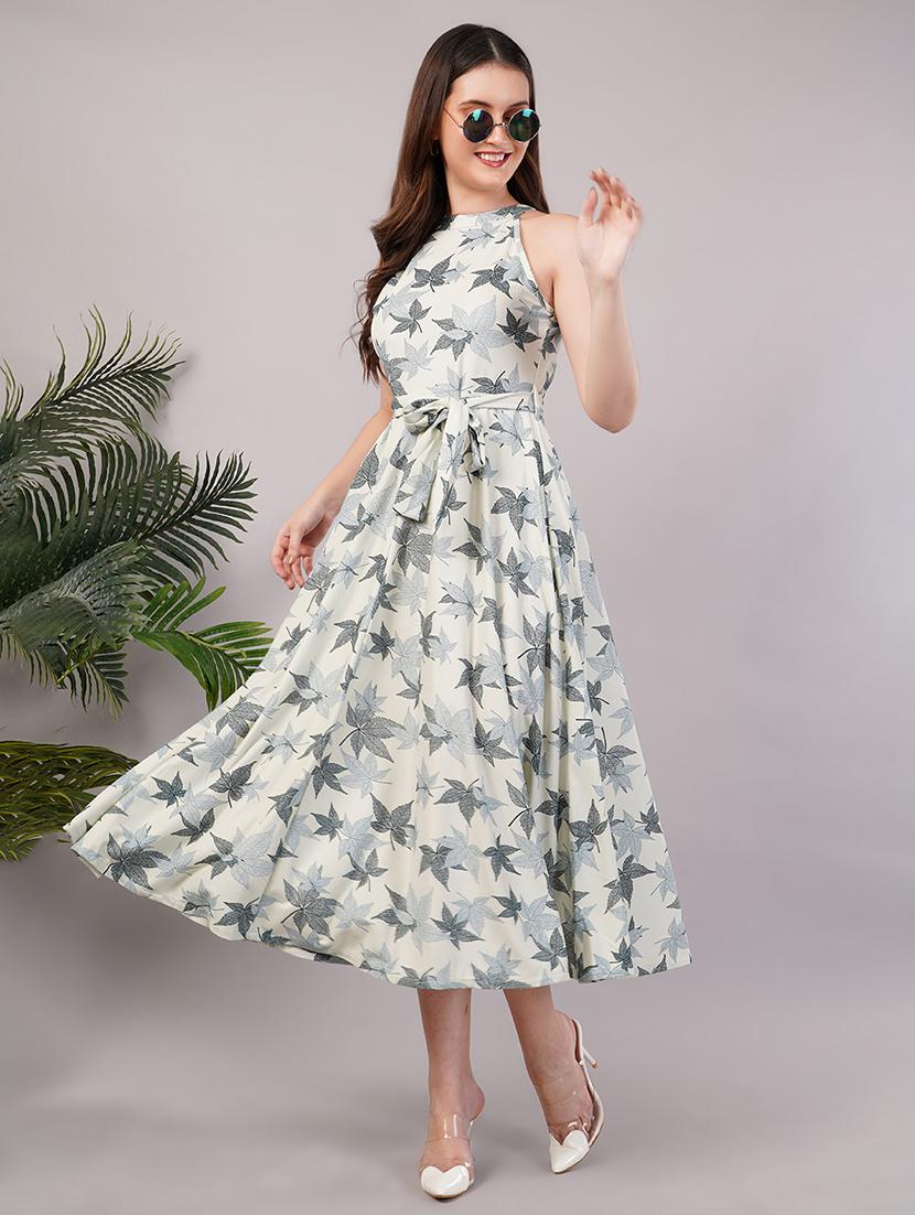 women printed halter neck fit & flare dress - 21905233 -  Zoom Image - 0