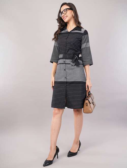 women striped collared shirt dress - 21905235 - Standard Image - 0