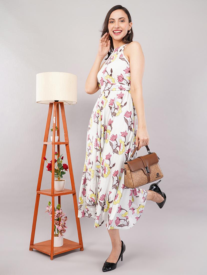 women floral print halter neck fit & flare dress - 21905239 - Zoom Image - 0