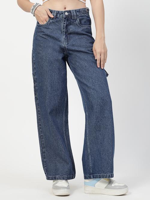 women solid mid rise wide leg jean - 21905248 - Standard Image - 0