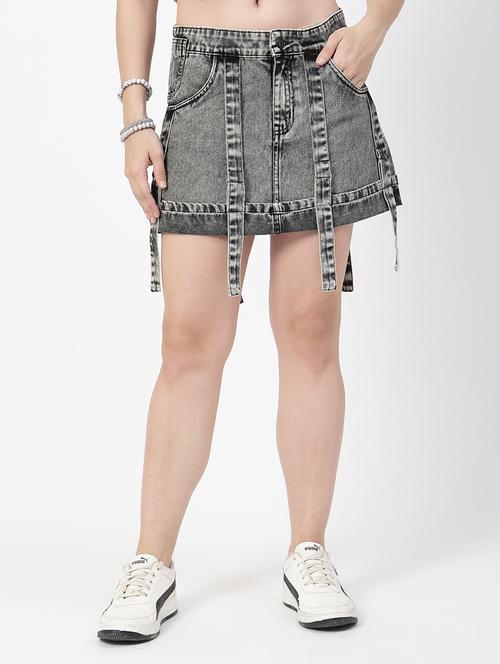 women solid mid rise denim skirt - 21905292 -  Standard Image - 0