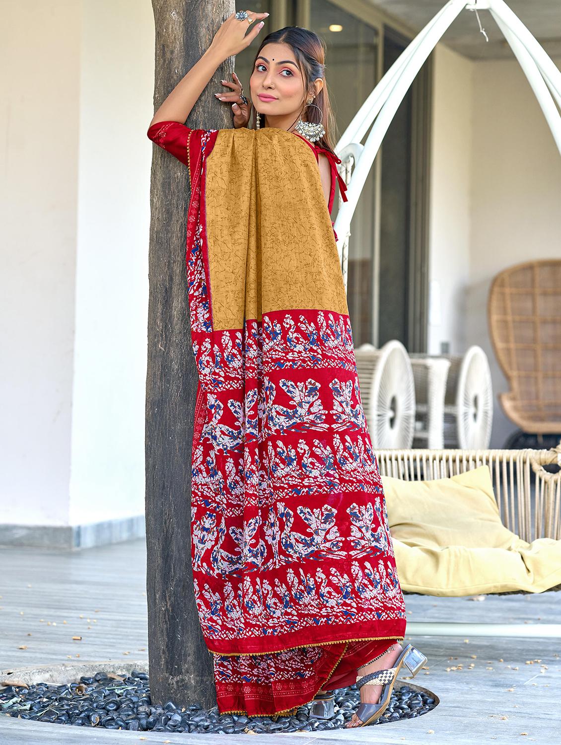 women printed casual wear saree with blouse - 21905313 - Standard Image - 2