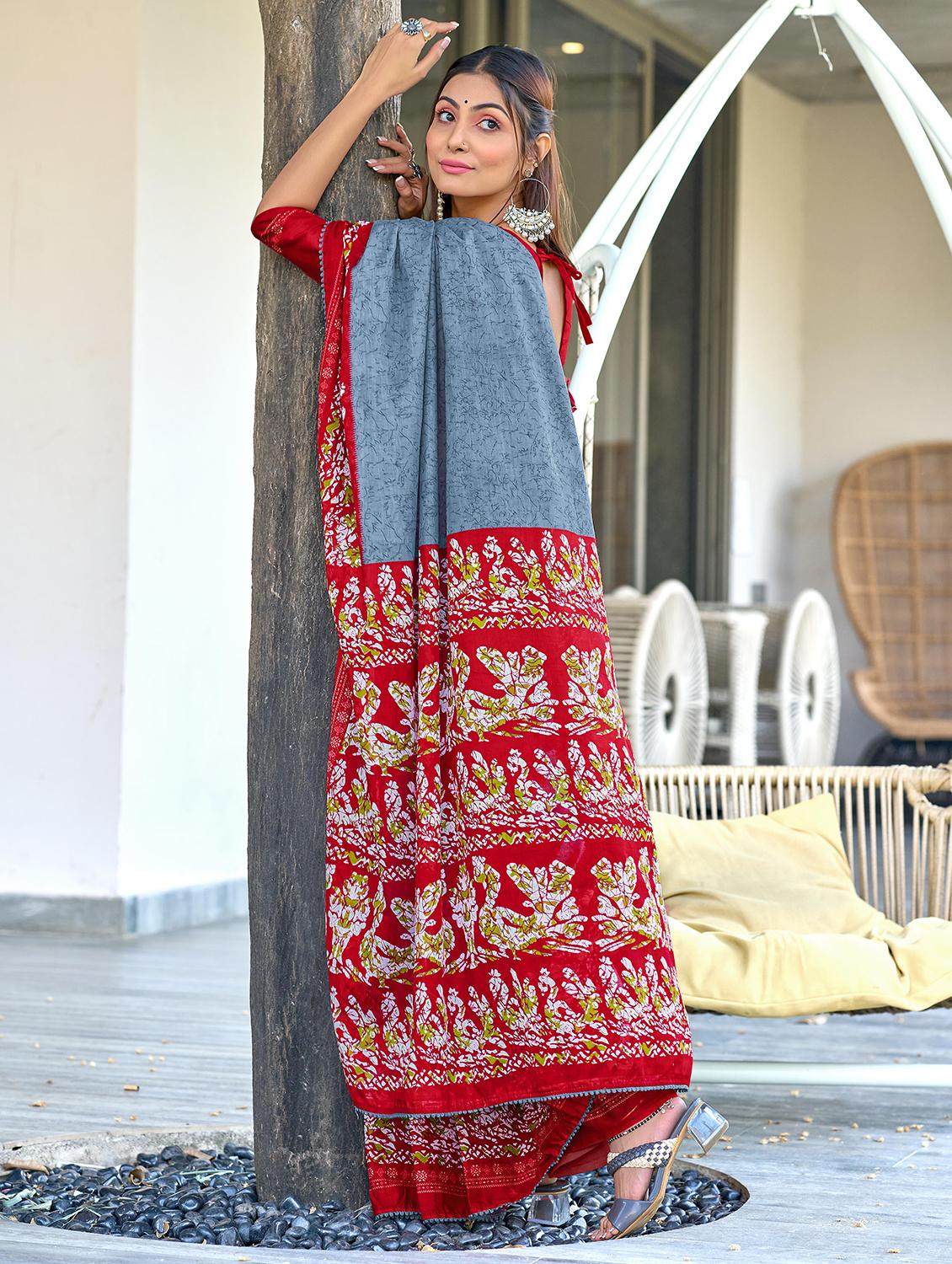 women printed casual wear saree with blouse - 21905314 - Standard Image - 2