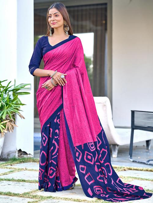 women printed casual wear saree with blouse - 21905330 - Standard Image - 0