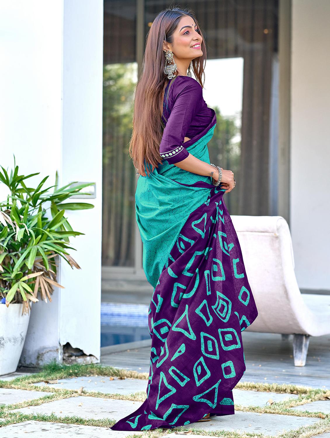 women printed casual wear saree with blouse - 21905331 - Standard Image - 2