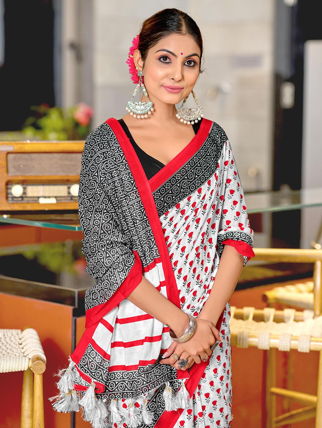 women printed casual wear saree with blouse - 21905333 - Standard Image - 2