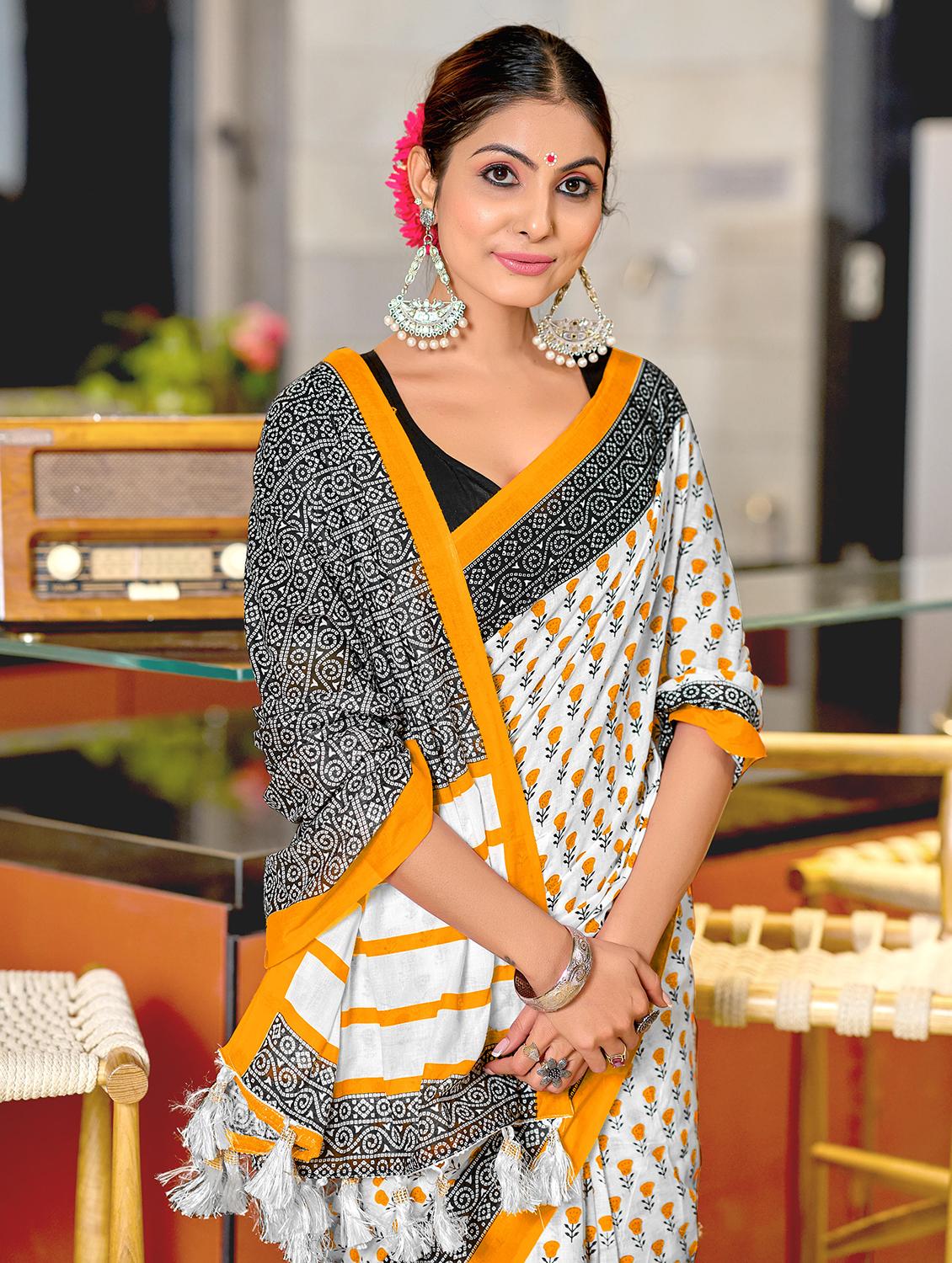 women printed casual wear saree with blouse - 21905334 - Standard Image - 2