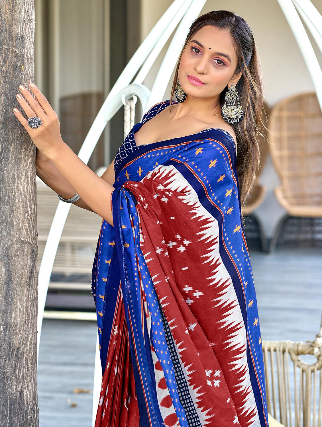 women printed casual wear saree with blouse - 21905339 - Standard Image - 2
