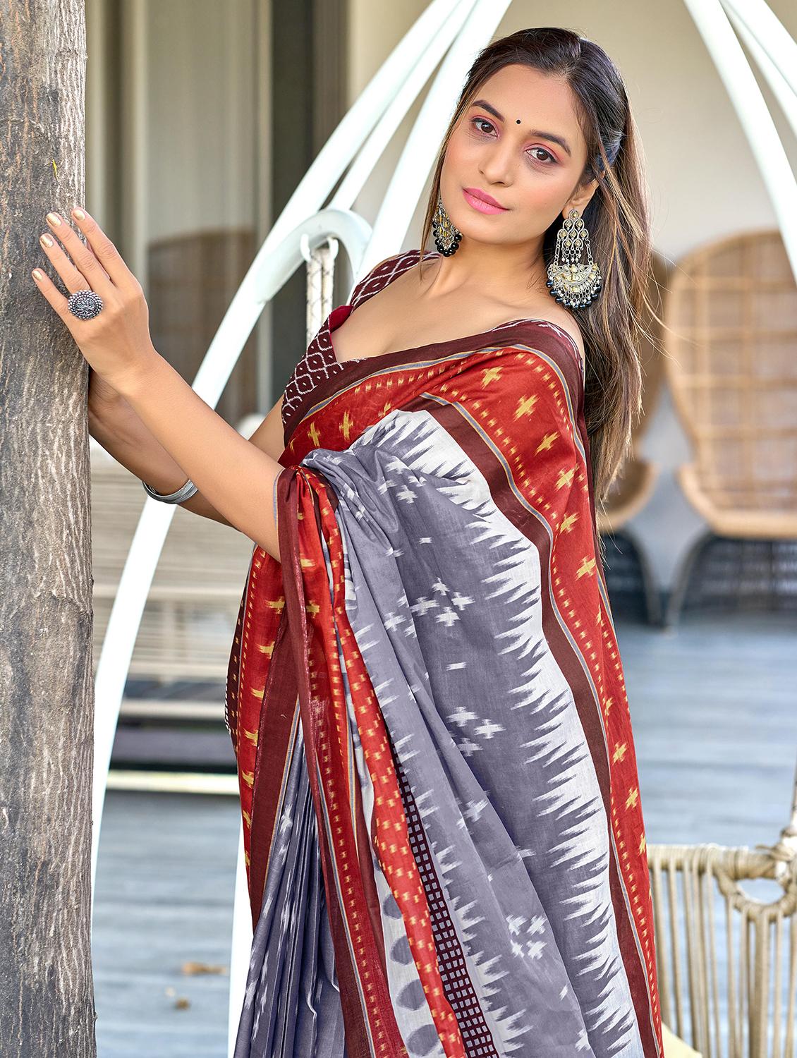 women printed casual wear saree with blouse - 21905341 - Standard Image - 2