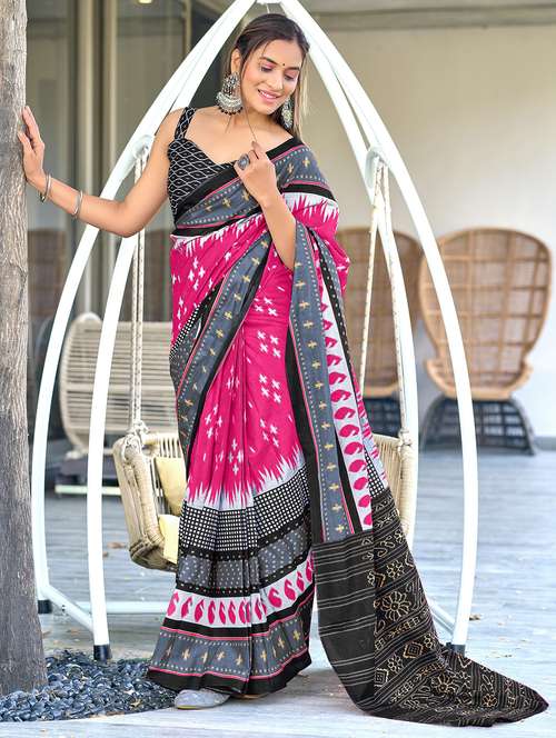 women printed casual wear saree with blouse - 21905342 - Standard Image - 0