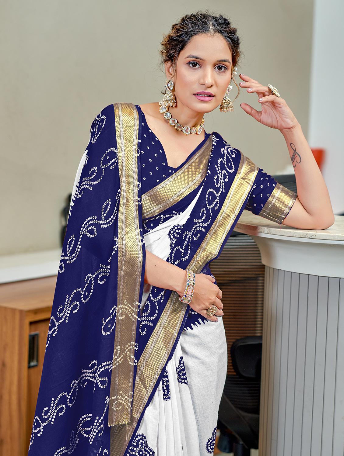 women bandhani printed casual wear saree with blouse - 21905360 - Standard Image - 2