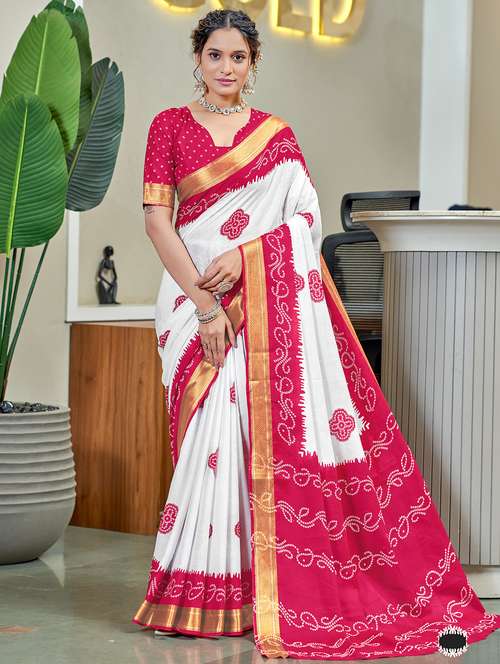 women bandhani printed casual wear saree with blouse - 21905365 -  Standard Image - 0
