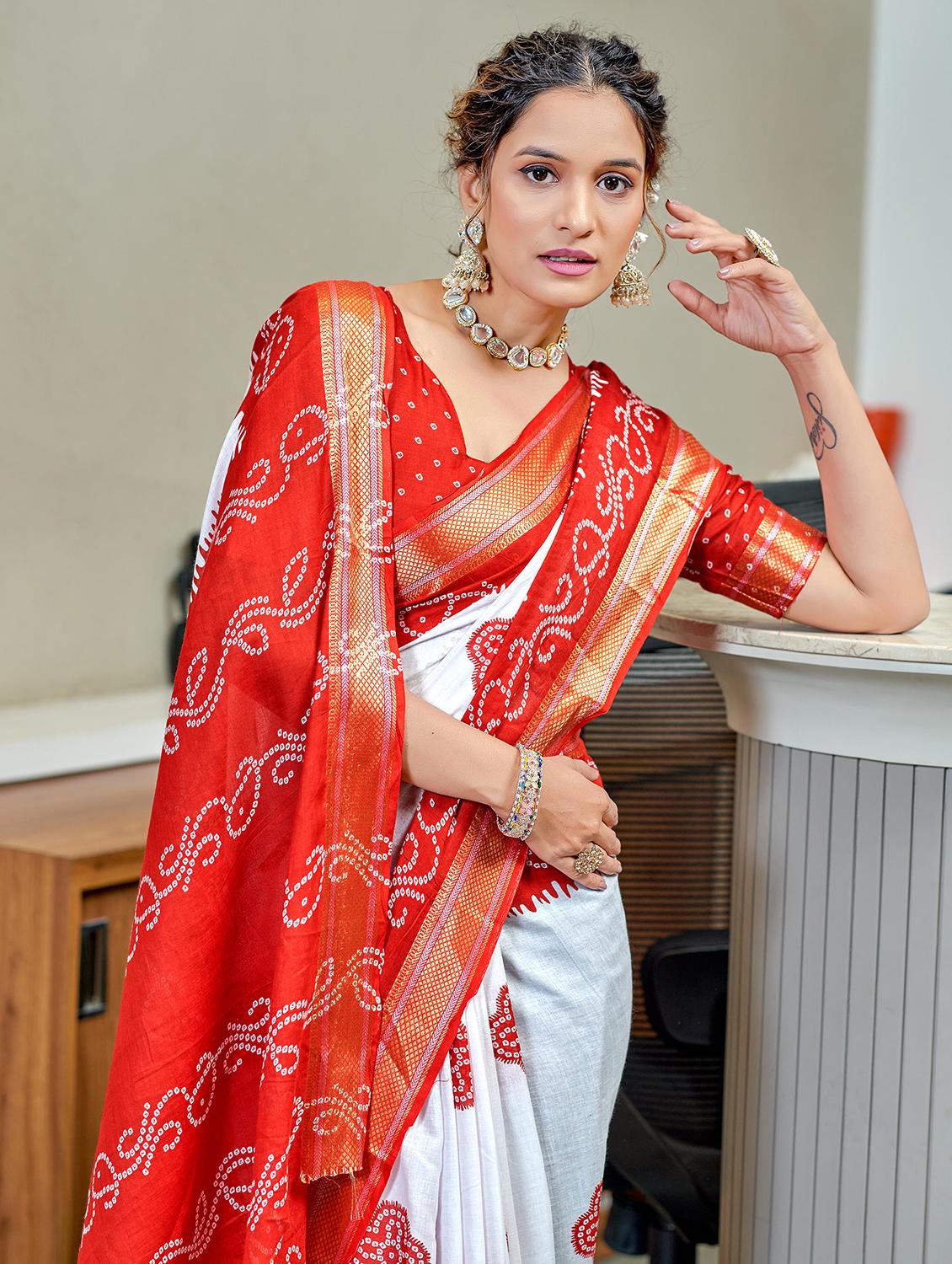 women bandhani printed casual wear saree with blouse - 21905367 - Standard Image - 2