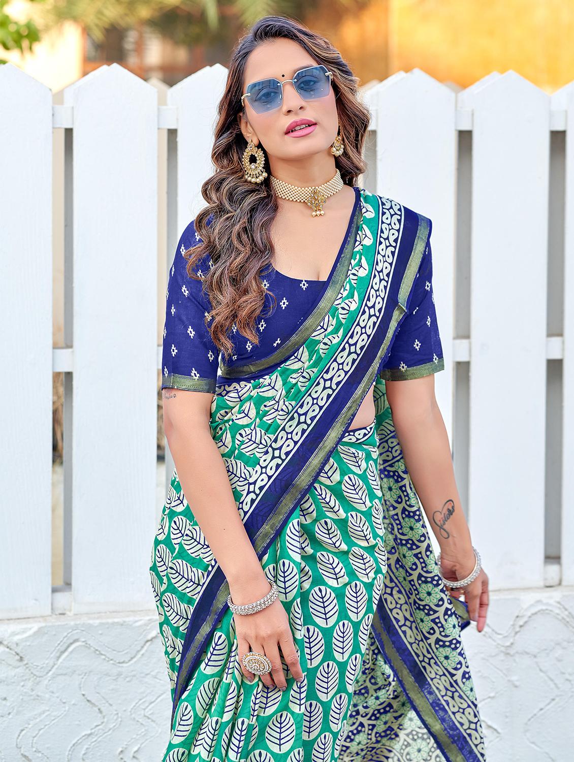 women printed casual wear saree with blouse - 21905376 - Standard Image - 2