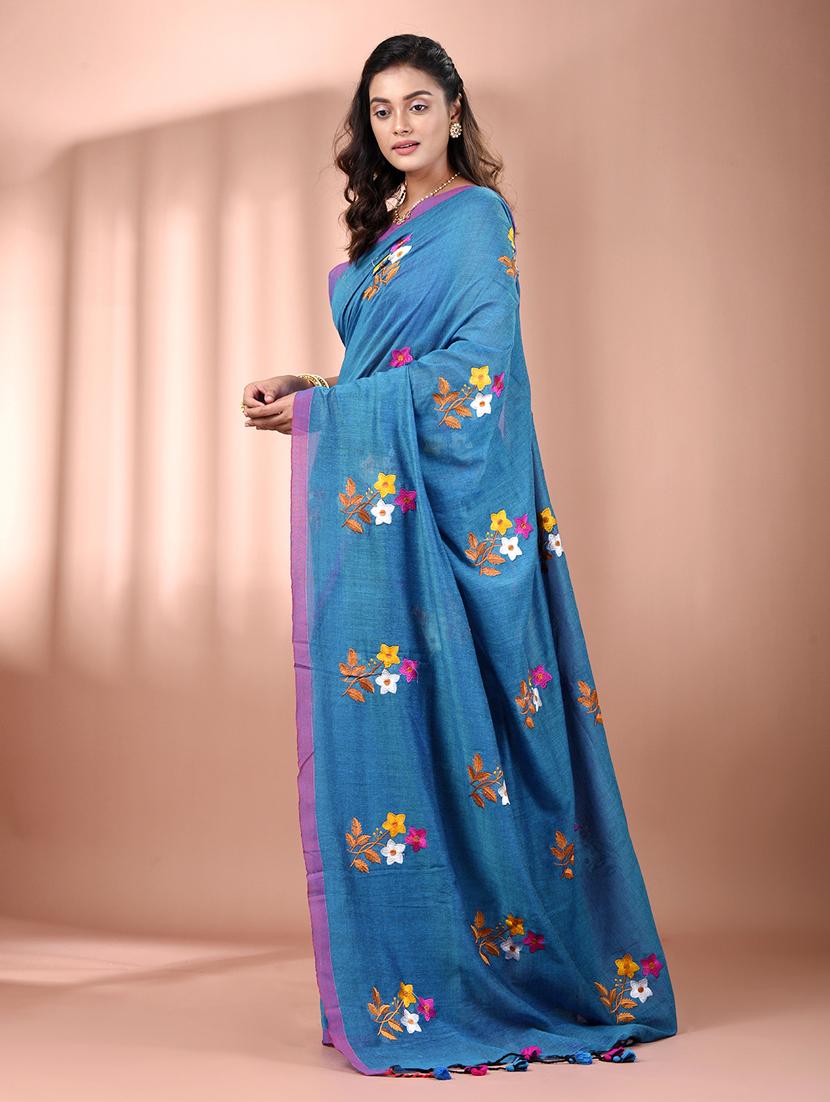 women floral handloom saree with blouse - 21905492 - Standard Image - 2