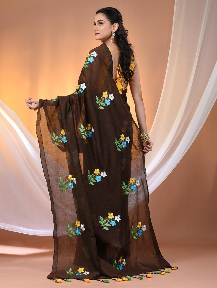 women floral handloom saree with blouse - 21905493 - Standard Image - 2