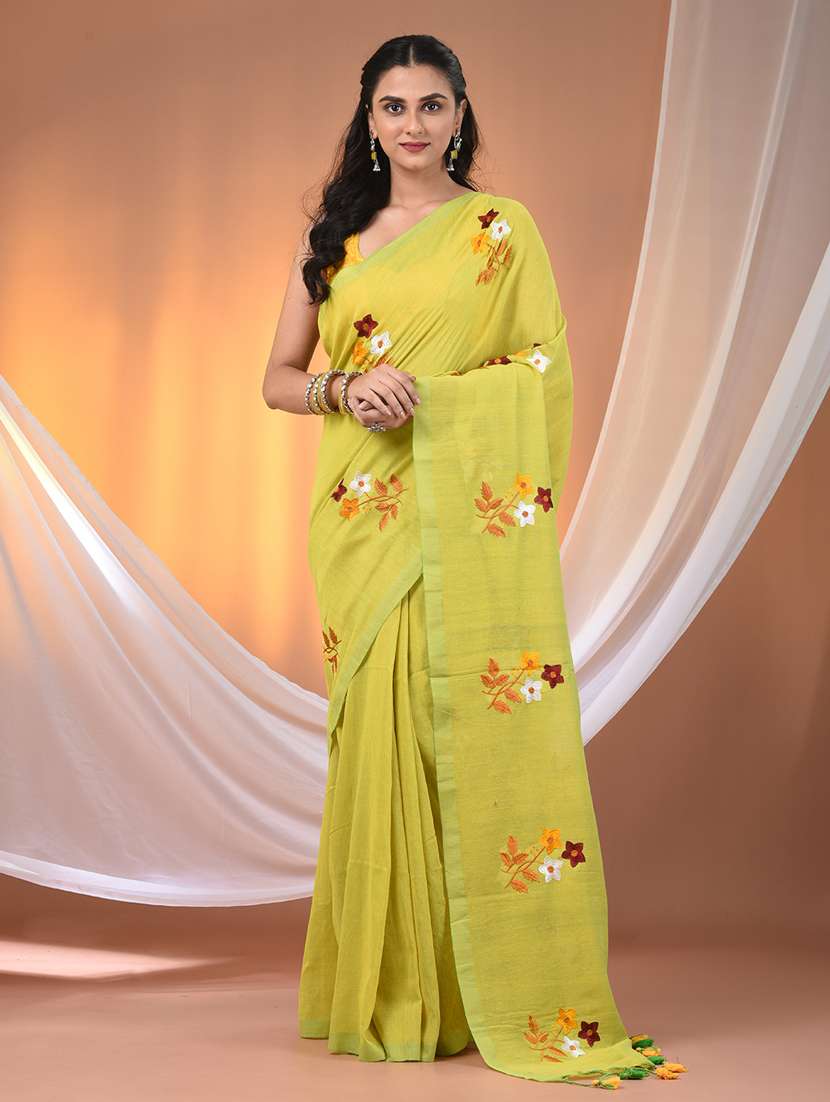 women floral handloom saree with blouse