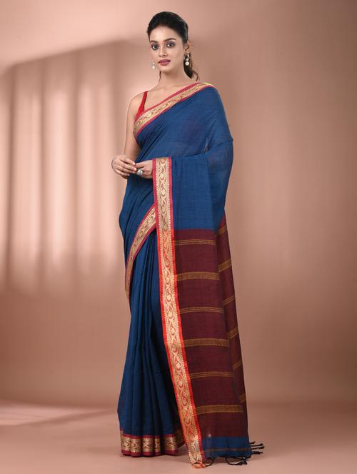 women solid handloom saree - 21905503 - Standard Image - 0