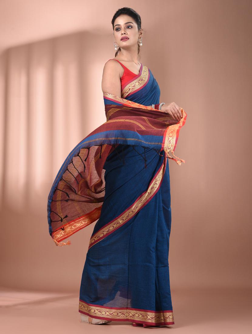 women solid handloom saree - 21905503 - Standard Image - 2