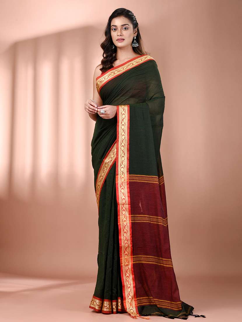 women solid handloom saree
