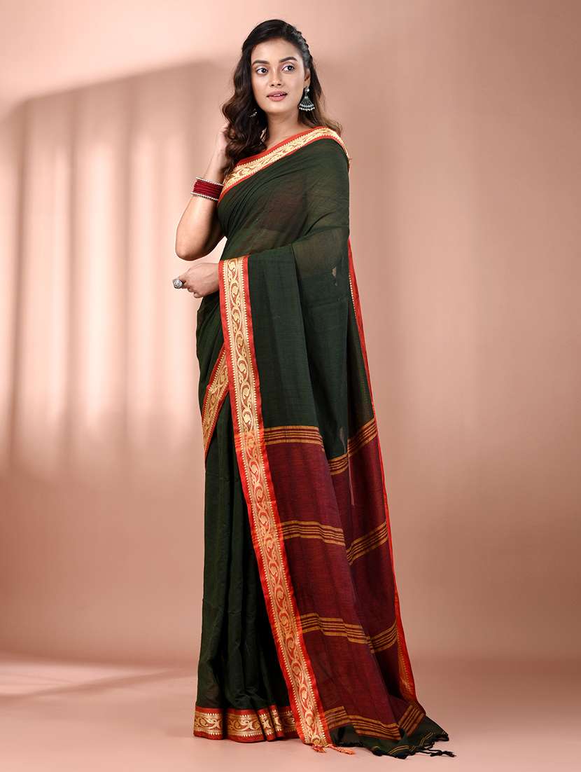 women solid handloom saree - 21905505 -  Standard Image - 2