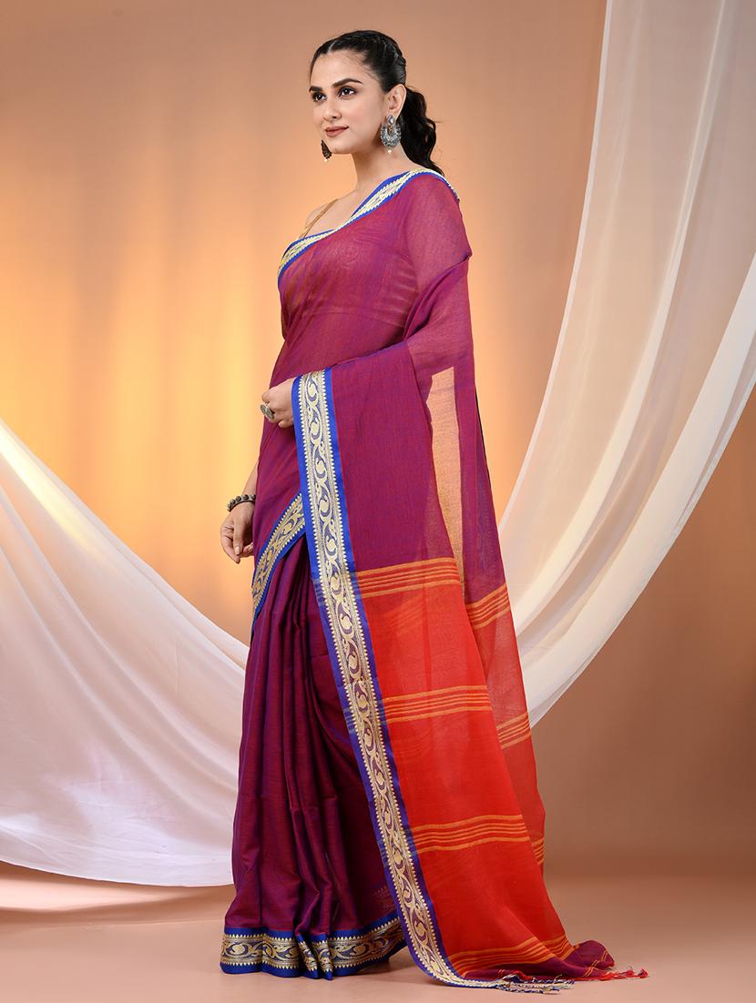 women solid handloom saree - 21905506 - Standard Image - 2