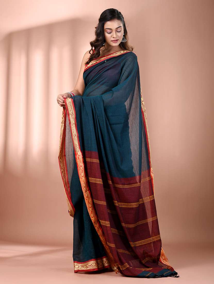 women solid handloom saree - 21905508 -  Standard Image - 2